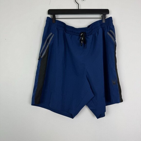 Spyder Active Athletic Shorts Mens Medium ProWeb Blue Black Stretch Woven XL - Picture 1 of 7